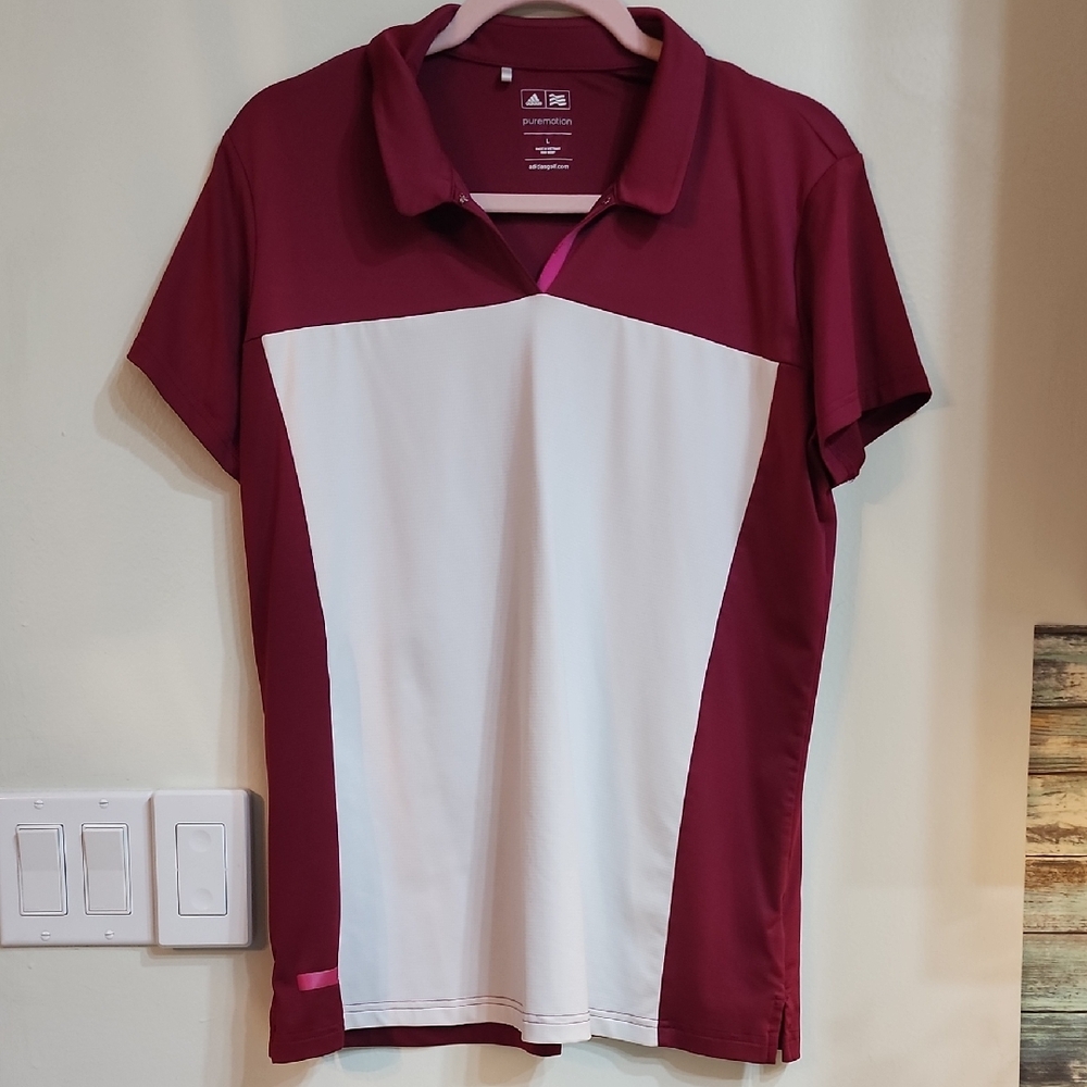 Adidas Maroon Puremotion Golf Polo - Picture 1 of 4